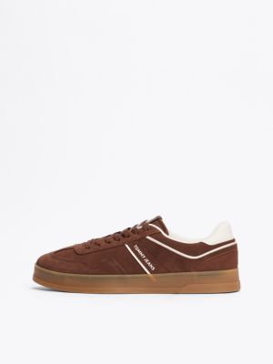 brązowy zamszowe buty sportowe greenwich dla mężczyźni - tommy jeans