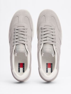 szary zamszowe buty sportowe greenwich dla mężczyźni - tommy jeans