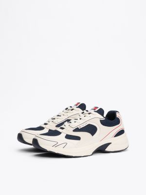 multi colour-blocked mixed texture trainers for men tommy jeans