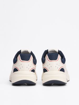 multi colour-blocked mixed texture trainers for men tommy jeans