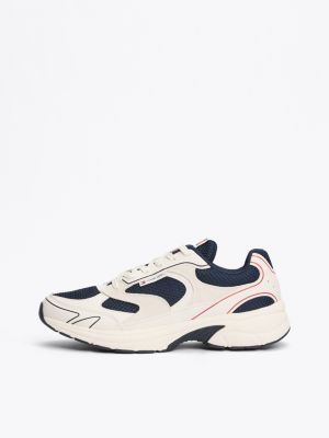 multi colour-blocked mixed texture trainers for men tommy jeans