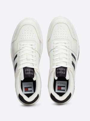 white the brooklyn leather fine cleat trainers for men tommy jeans