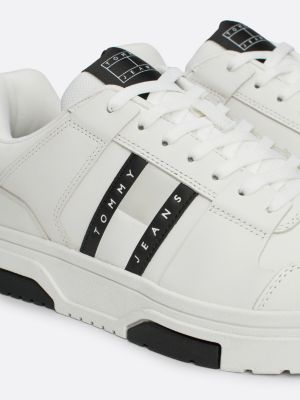 white the brooklyn leather fine cleat trainers for men tommy jeans