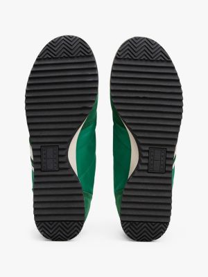 green retro leather mixed texture cleat trainers for men tommy jeans