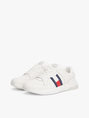 white mixed texture fine cleat trainers for men tommy jeans