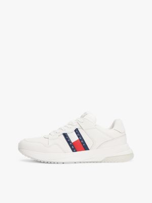 white mixed texture fine cleat trainers for men tommy jeans