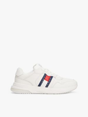 white mixed texture fine cleat trainers for men tommy jeans