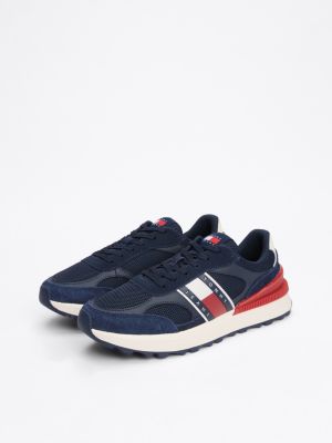 baskets crantées en daim multitextures plusieurs couleurs pour hommes tommy jeans
