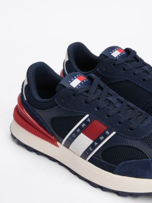 baskets crantées en daim multitextures plusieurs couleurs pour hommes tommy jeans