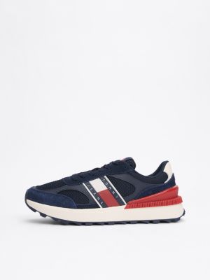 multi suede mixed texture cleat trainers for men tommy jeans