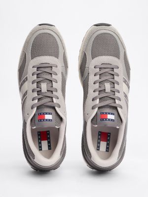 baskets crantées en daim multitextures plusieurs couleurs pour hommes tommy jeans