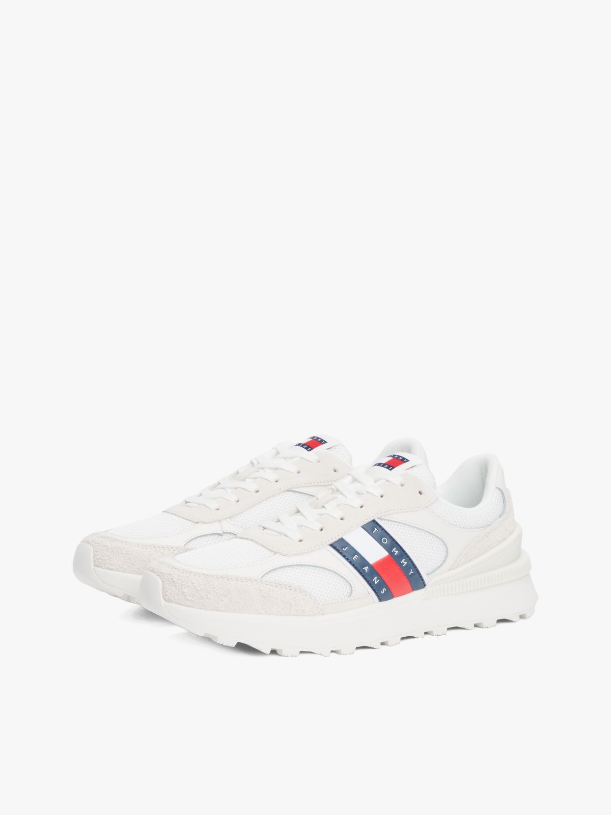 Suede Cleat Mixed Texture Trainers — White