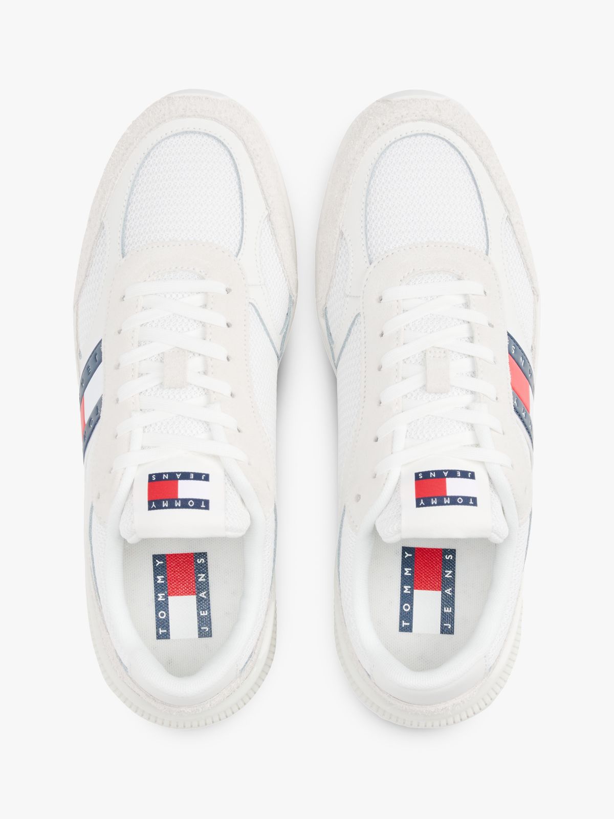 Suede Cleat Mixed Texture Trainers — White