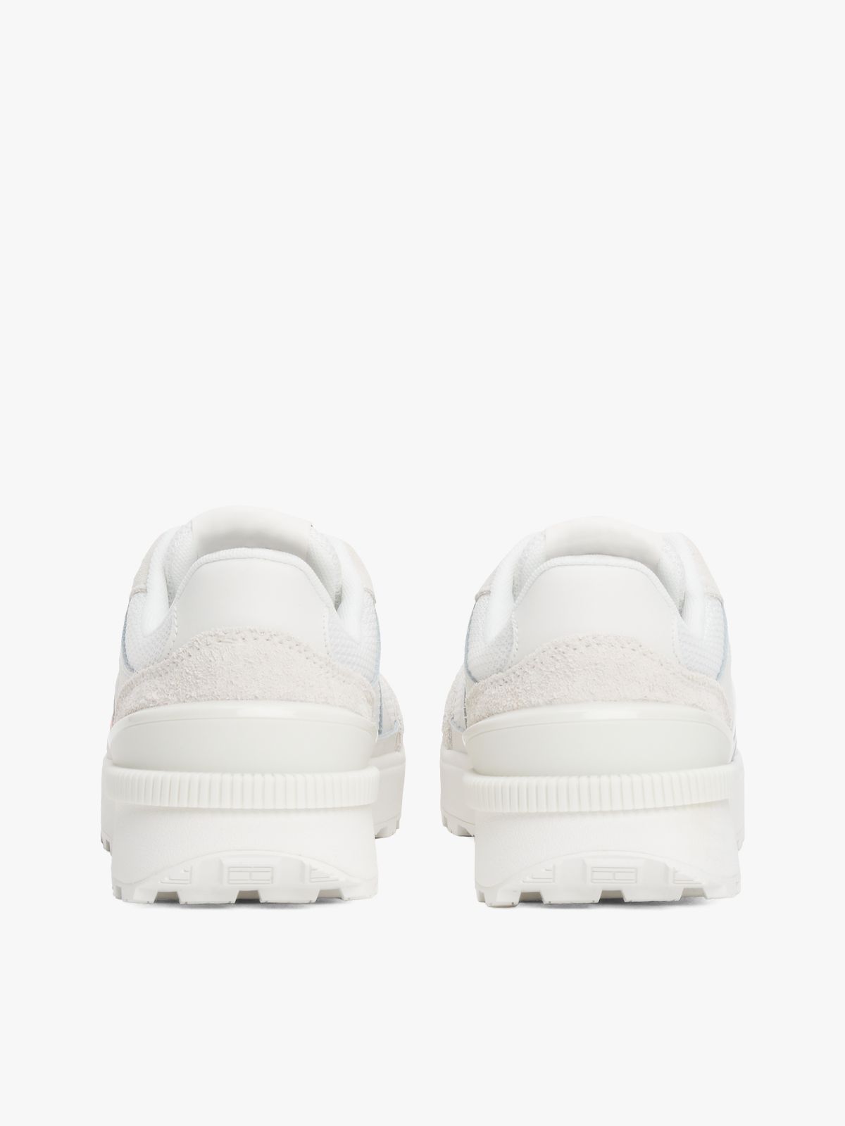 Suede Cleat Mixed Texture Trainers — White