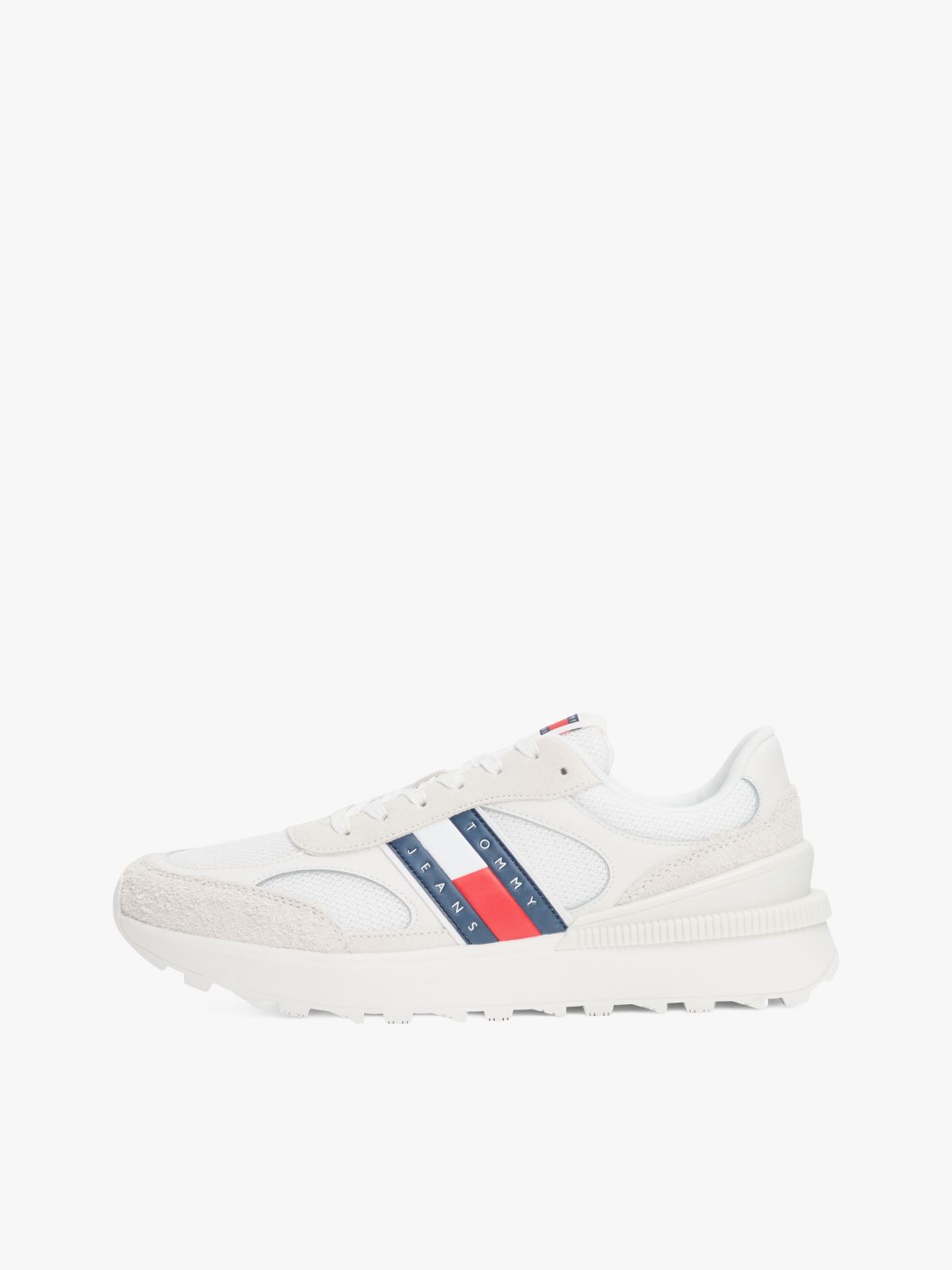 Suede Cleat Mixed Texture Trainers — White