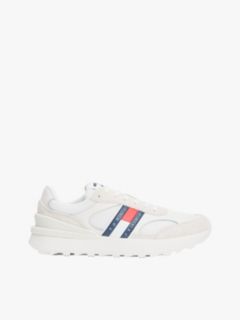 Suede Cleat Mixed Texture Trainers — White 1