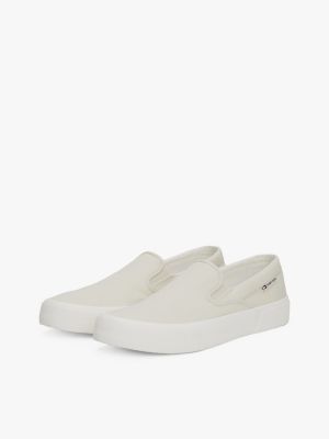 beige canvas slip-on trainers for men tommy jeans