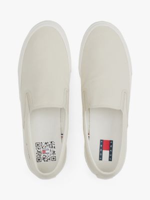 baskets slip-on en toile beige pour hommes tommy jeans