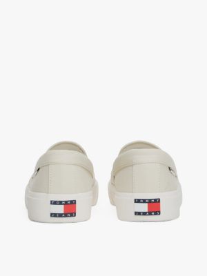 baskets slip-on en toile beige pour hommes tommy jeans