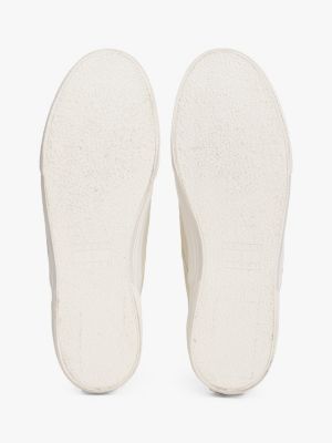 beige canvas slip-on trainers for men tommy jeans