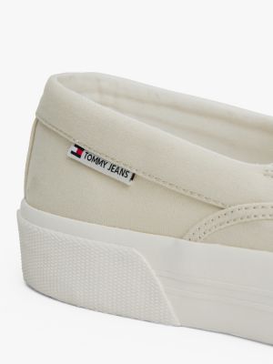 beige canvas slip-on trainers for men tommy jeans