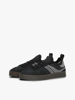 black the greenwich mono-sock knit trainers for men tommy jeans