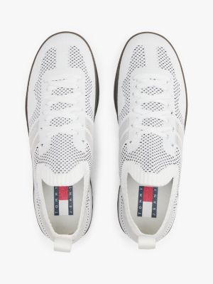 white the greenwich mono-sock knit trainers for men tommy jeans