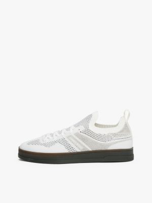 white the greenwich mono-sock knit trainers for men tommy jeans