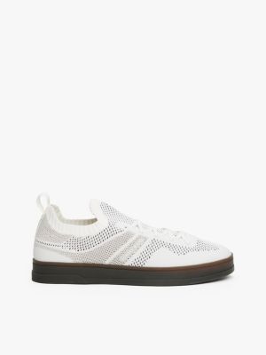 white the greenwich mono-sock knit trainers for men tommy jeans