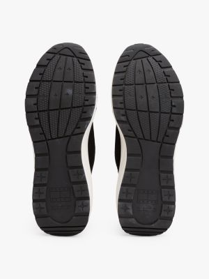 black logo embossed knit trainers for men tommy jeans