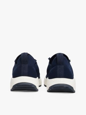 blue logo embossed knit trainers for men tommy jeans