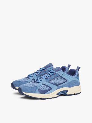 sneakers archive in camoscio blu da uomini tommy jeans