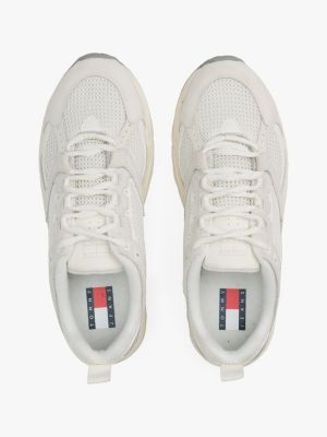 baskets archive en daim beige pour hommes tommy jeans