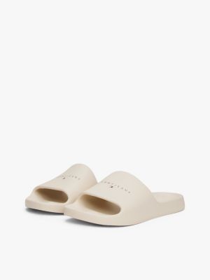 beige logo slides for men tommy jeans