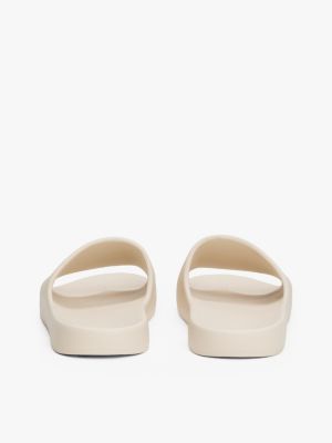 beige logo slides for men tommy jeans