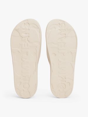 beige logo slides for men tommy jeans