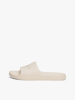 beige logo slides for men tommy jeans