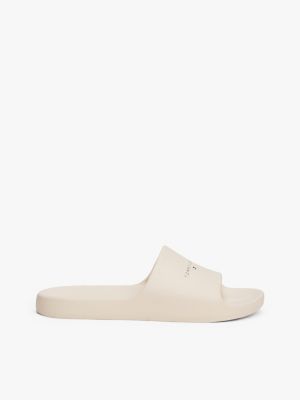 beige logo slides for men tommy jeans