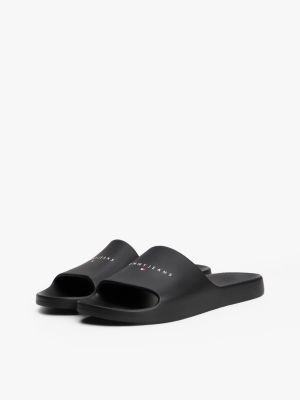 black logo slides for men tommy jeans