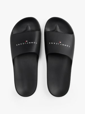 black logo slides for men tommy jeans