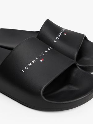 black logo slides for men tommy jeans