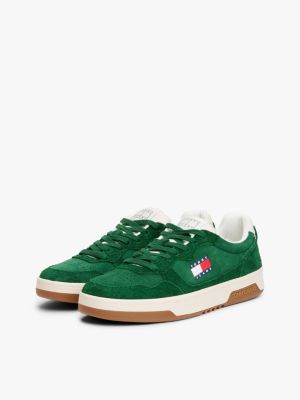 sneakers in pelle scamosciata verde da uomini tommy jeans