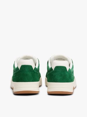 sneakers in pelle scamosciata verde da uomini tommy jeans