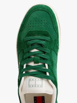 sneakers in pelle scamosciata verde da uomini tommy jeans