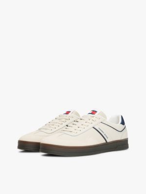 white the greenwich suede detail trainers for men tommy jeans