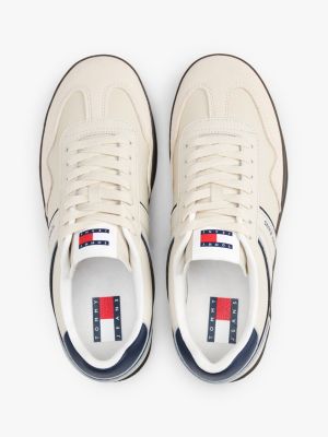 white the greenwich suede detail trainers for men tommy jeans