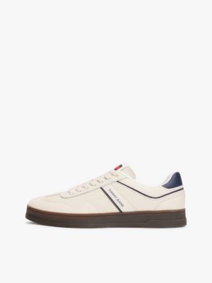 white the greenwich suede detail trainers for men tommy jeans