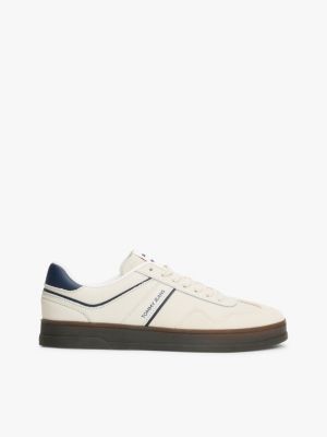 white the greenwich suede detail trainers for men tommy jeans