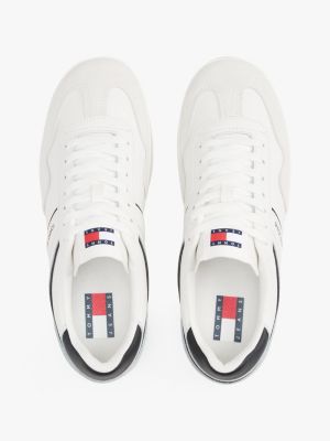 white the greenwich suede detail trainers for men tommy jeans