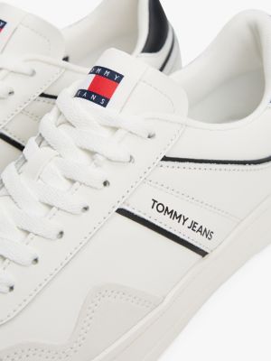 white the greenwich suede detail trainers for men tommy jeans